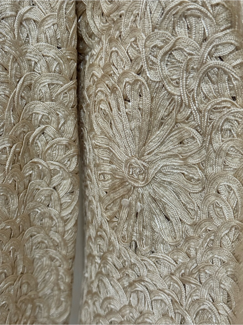 Vintage Sue Wong Nocturne Embroidered Champagne/Ivory Coat Faux Fur Trim Size - Picture 15 of 16